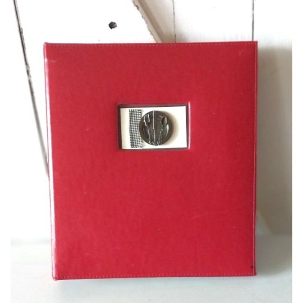 C.R. Gibson Deluxe Kitchen Binder Bon Appetit Red Leather 3 Ring Dividers